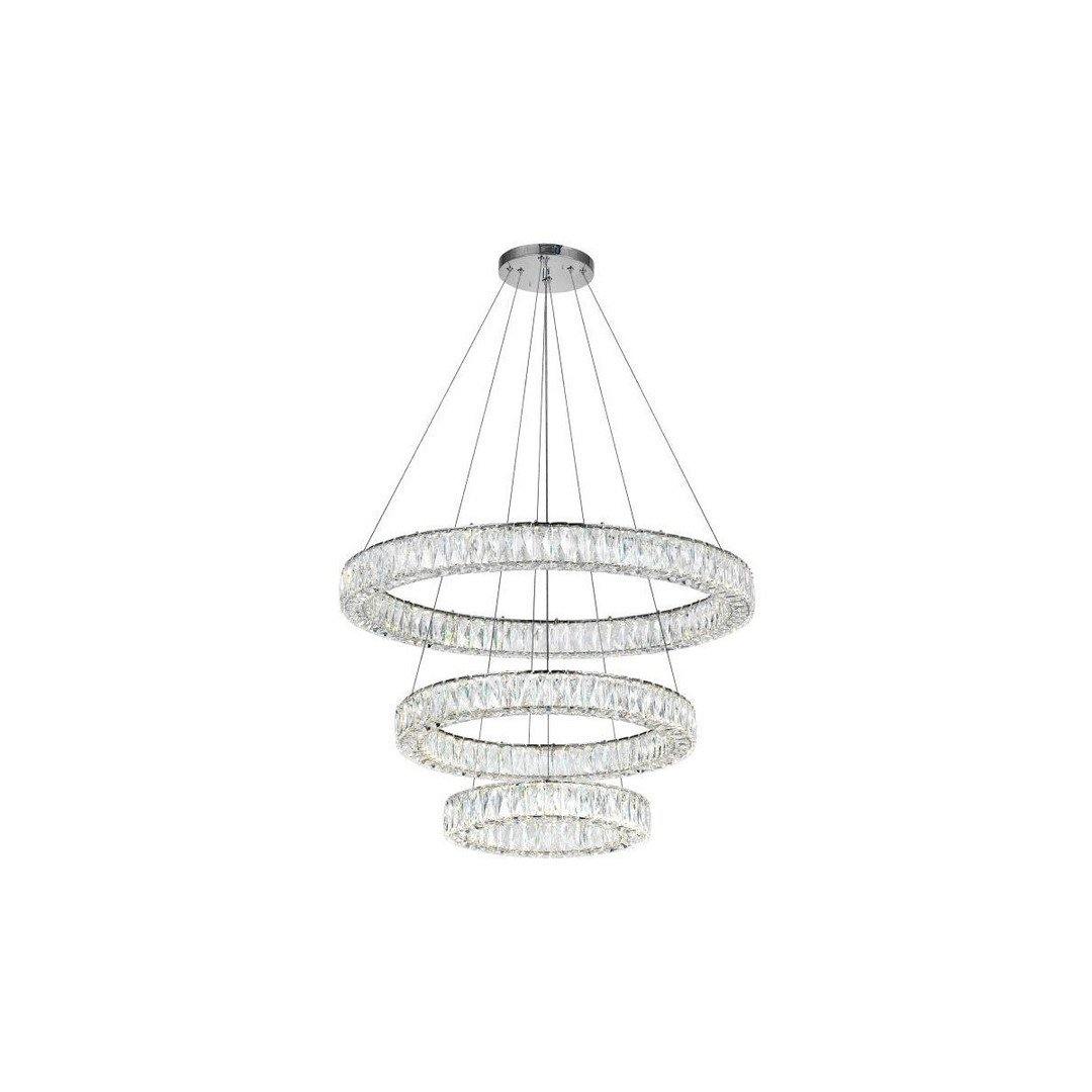 LED Chrome Tripple Crystal Ring Chandelier - LV LIGHTING