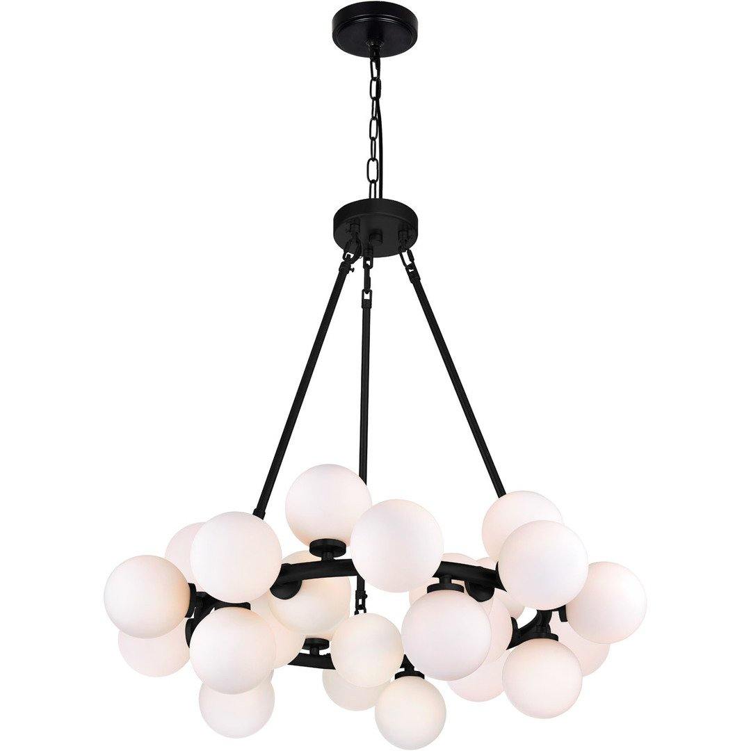 Steel with White Glass Globe Chandelier - LV LIGHTING