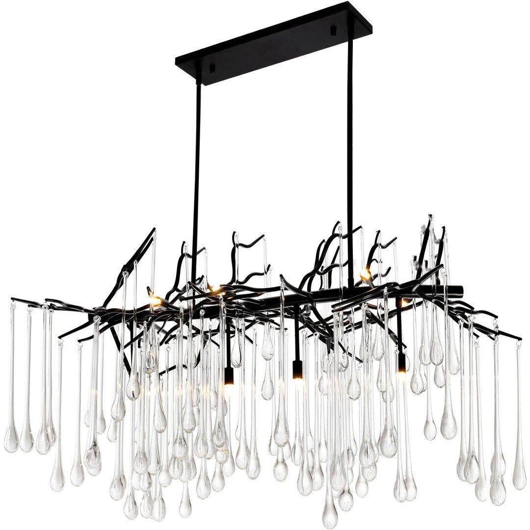 Steel Branch Frame with Clear Crystal Drop Linear Chandelier - LV LIGHTING