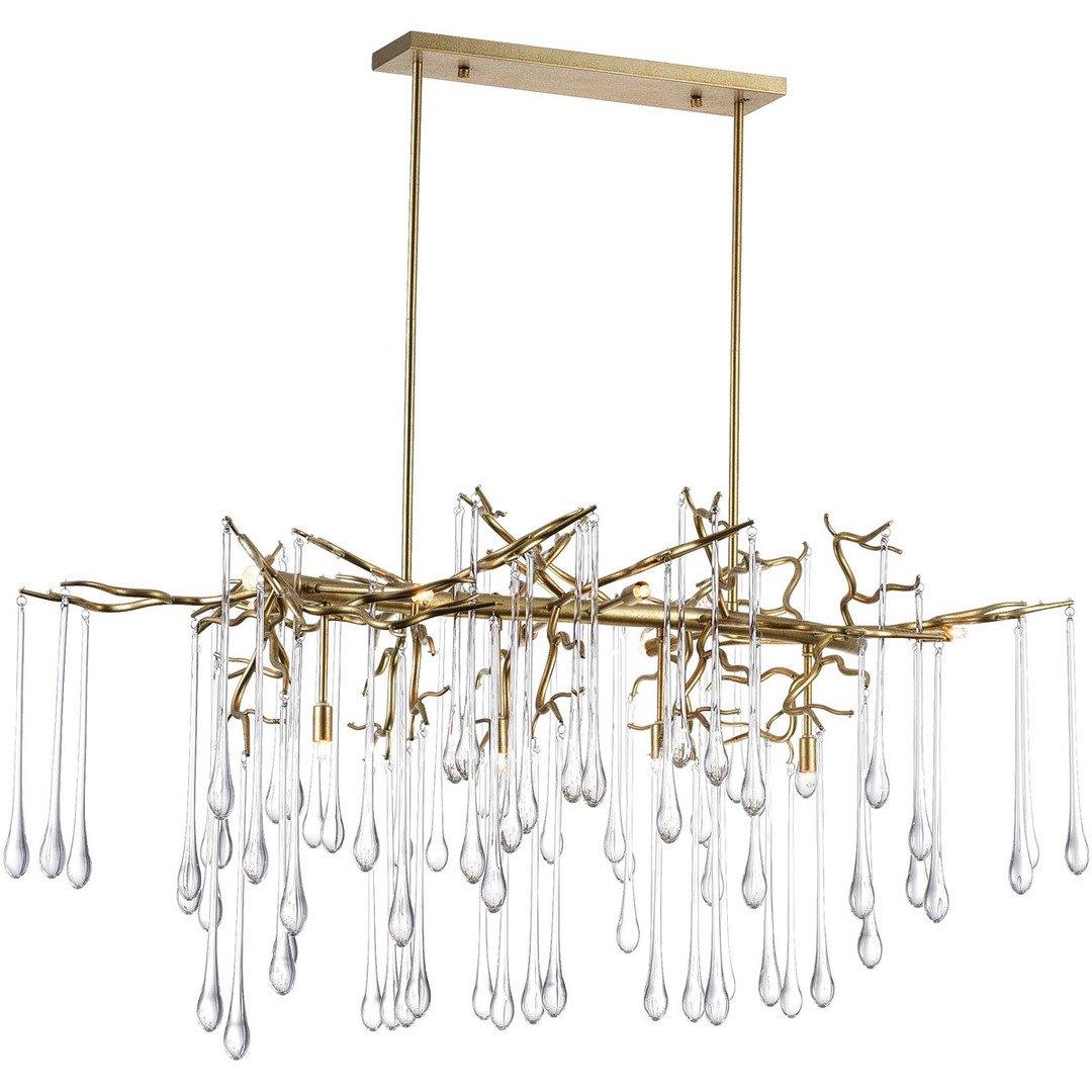 Steel Branch Frame with Clear Crystal Drop Linear Chandelier - LV LIGHTING