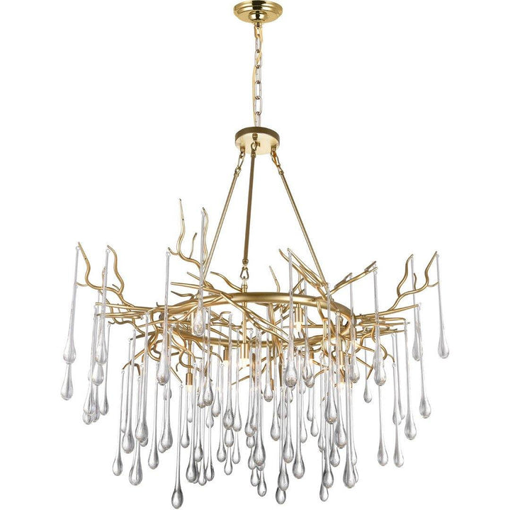 Steel Branch Frame with Crystal Drop Chandelier - LV LIGHTING