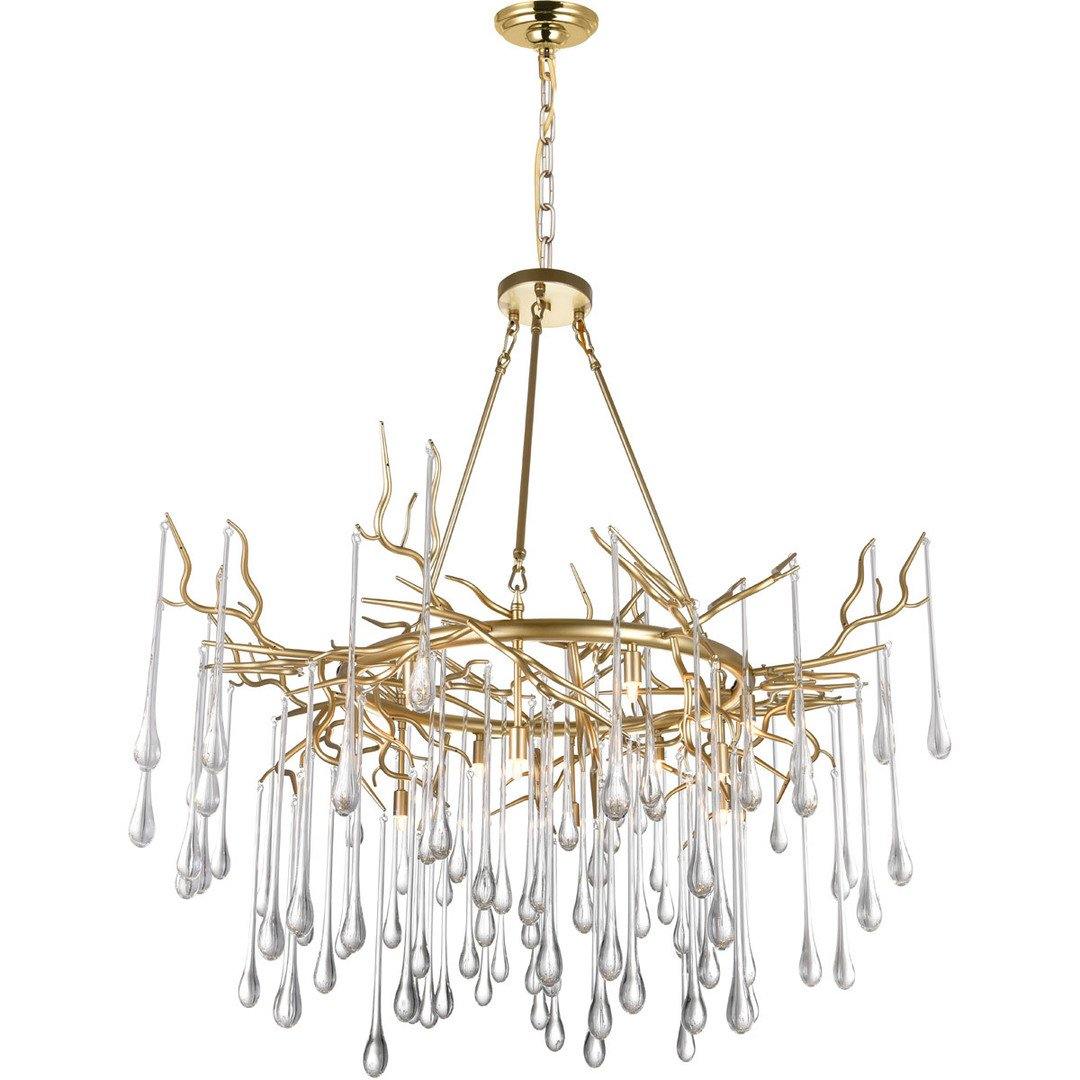 Steel Branch Frame with Crystal Drop Chandelier - LV LIGHTING