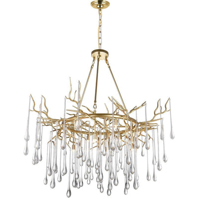 Steel Branch Frame with Crystal Drop Chandelier - LV LIGHTING