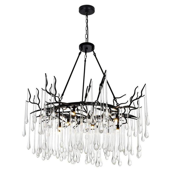 Steel Branch Frame with Crystal Drop Chandelier - LV LIGHTING