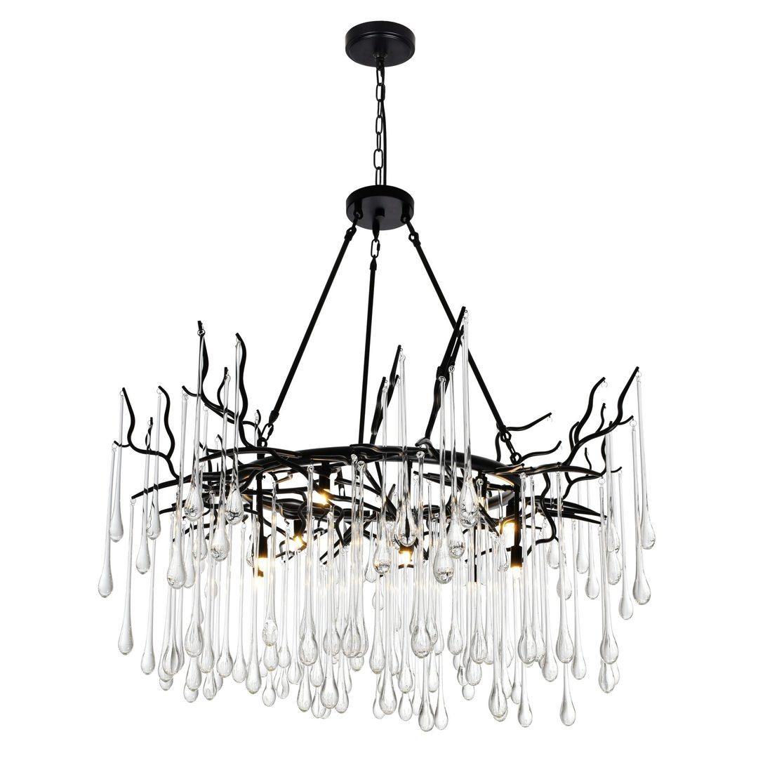 Steel Branch Frame with Crystal Drop Chandelier - LV LIGHTING