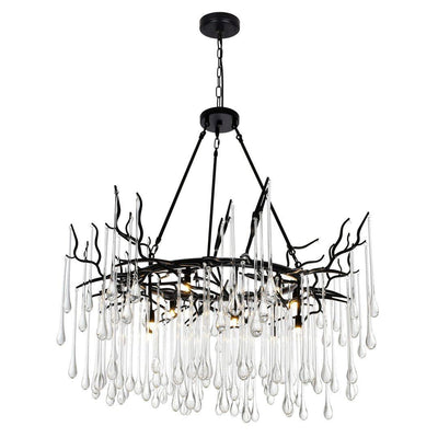 Steel Branch Frame with Crystal Drop Chandelier - LV LIGHTING