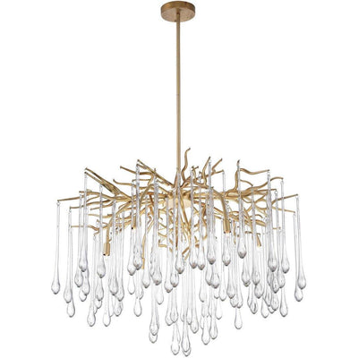 Steel Branches with Clear Crystal Drop Chandelier - LV LIGHTING