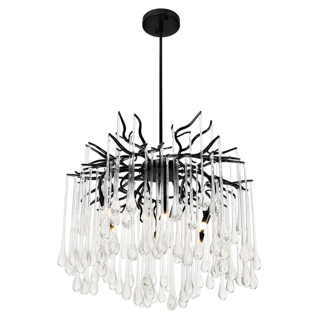 Steel Branches with Clear Crystal Drop Chandelier - LV LIGHTING