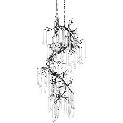 Steel Branch Frame with Clear Crystal Drop Chandelier - LV LIGHTING