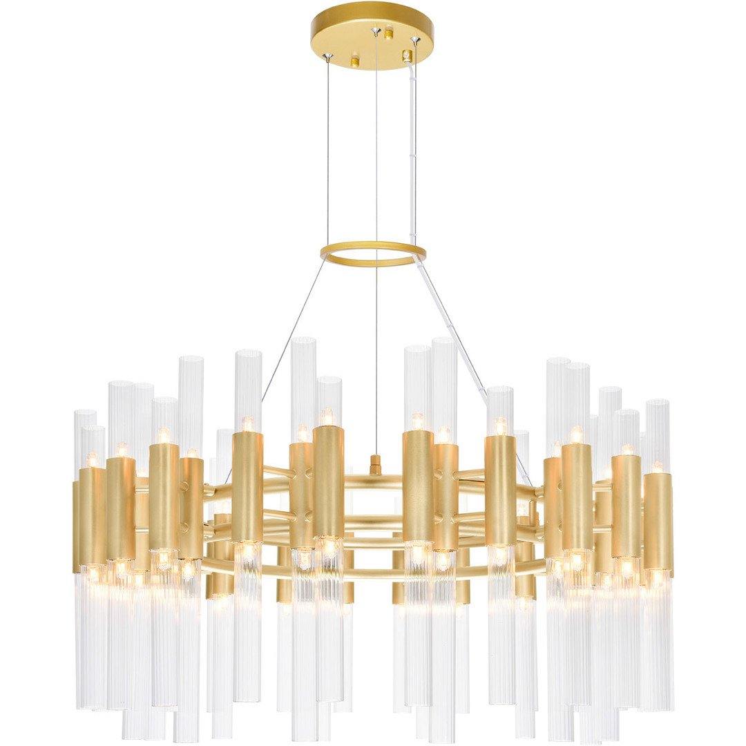 Satin Gold with Glass Tube Shade Chandelier - LV LIGHTING