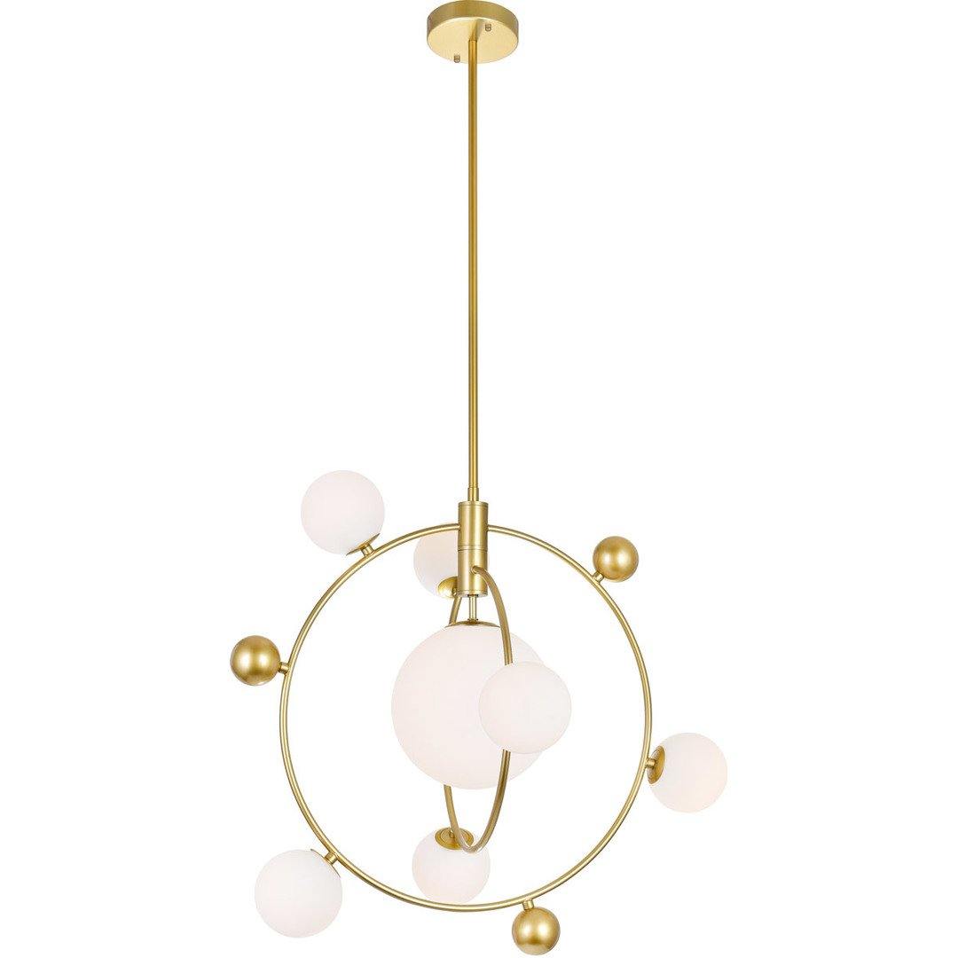 Medallion Gold with White Glass Globe Chandelier - LV LIGHTING
