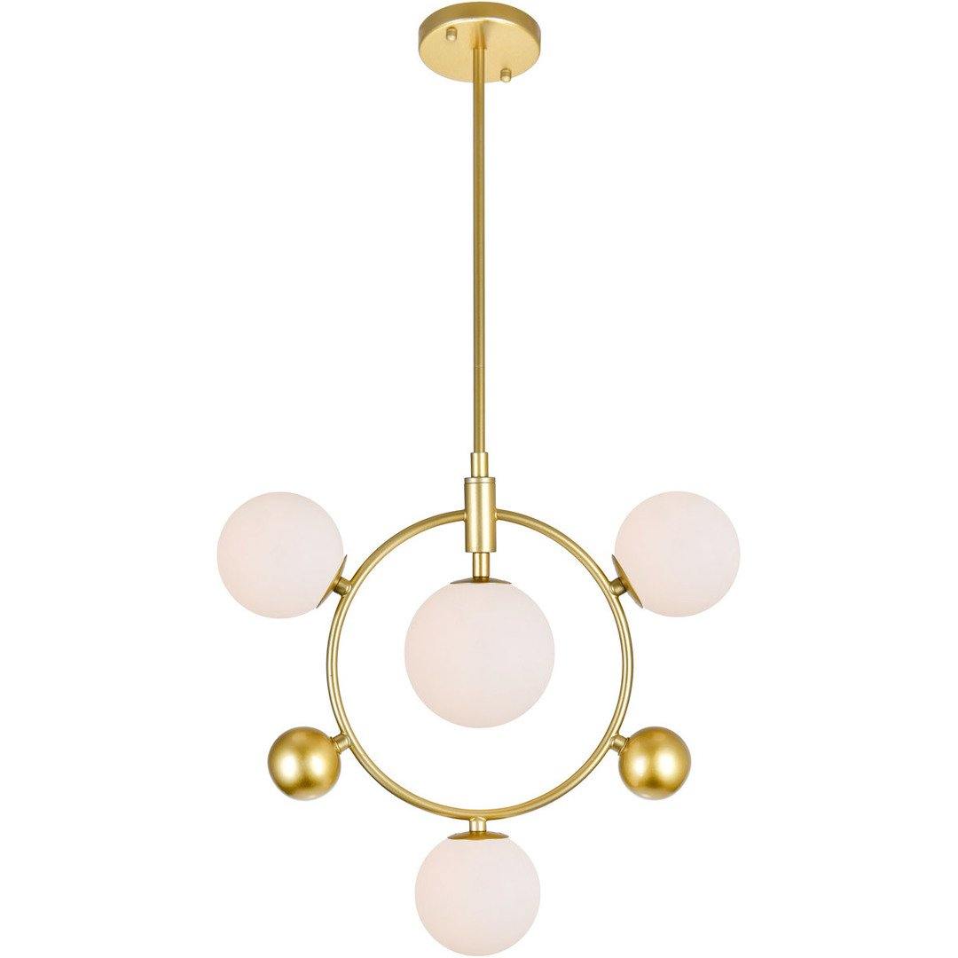 Medallion Gold with White Glass Globe Pendant - LV LIGHTING