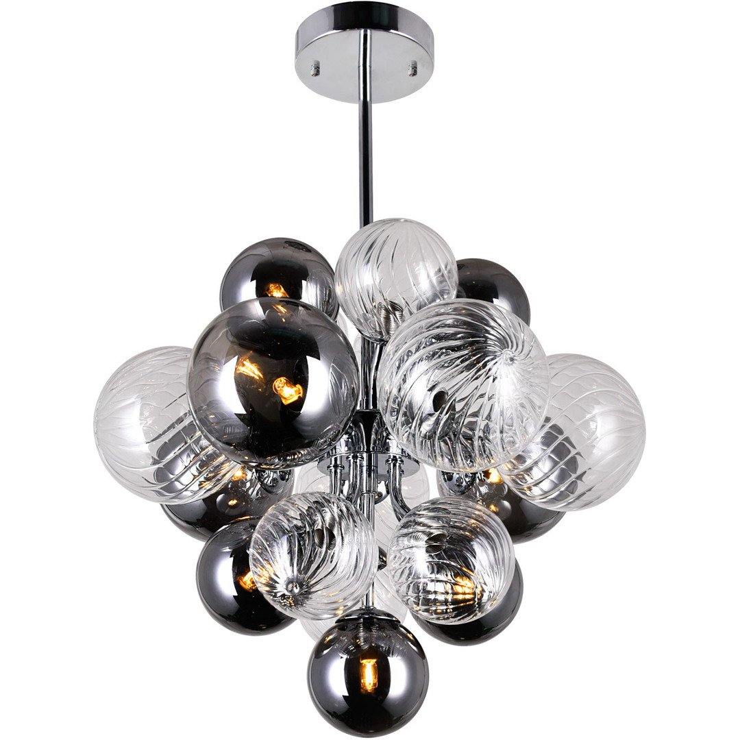 Polished Chrome with Clear and Smoked Glass Pendant - LV LIGHTING