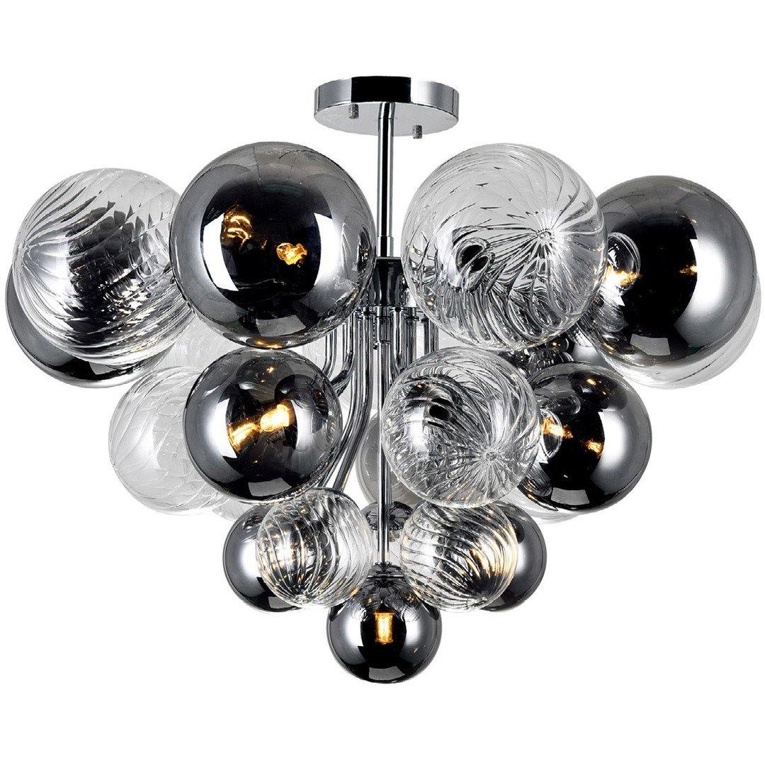 Polished Chrome with Clear and Smoked Glass Semi Flush Mount - LV LIGHTING