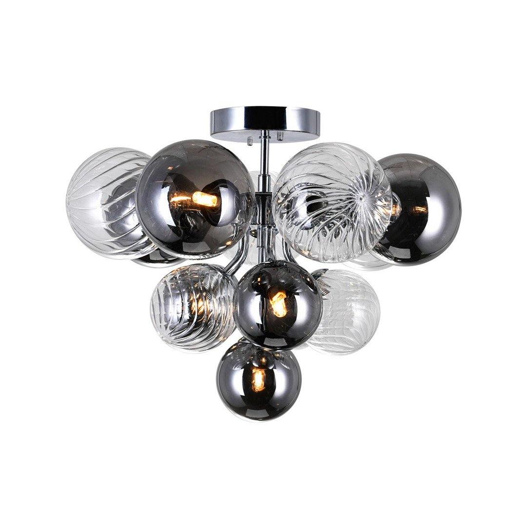 Polished Chrome with Clear and Smoked Glass Semi Flush Mount - LV LIGHTING