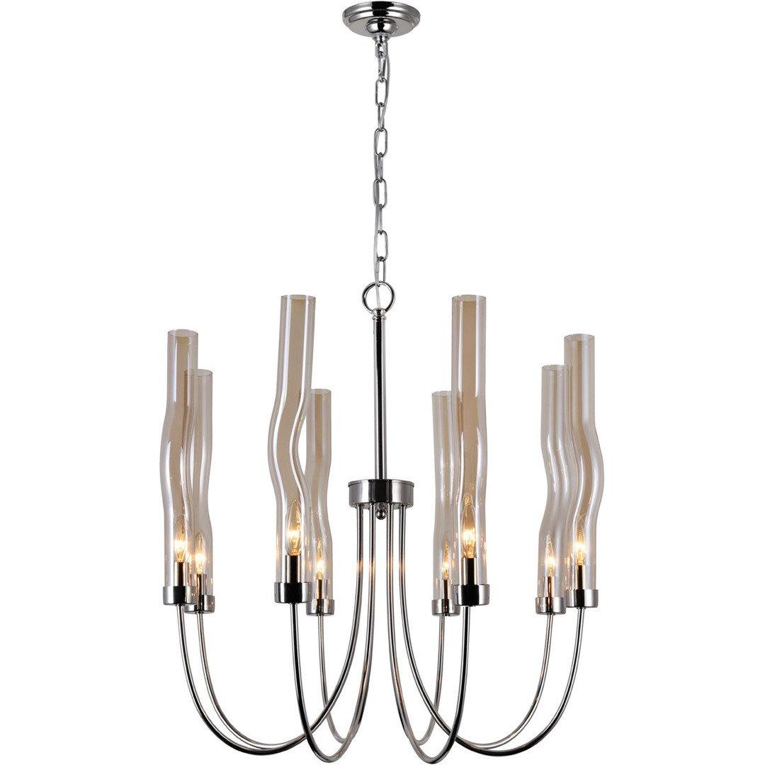 Polished Nickel with Amber Wave Tube Chandelier - LV LIGHTING