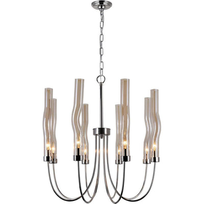 Polished Nickel with Amber Wave Tube Chandelier - LV LIGHTING