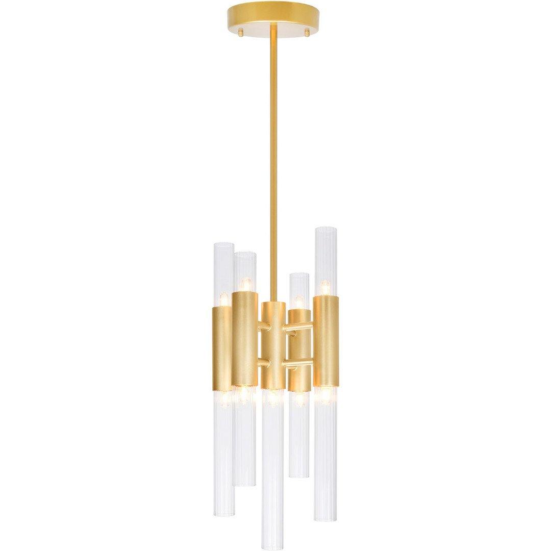 Satin Gold with Glass Tube Pendant - LV LIGHTING