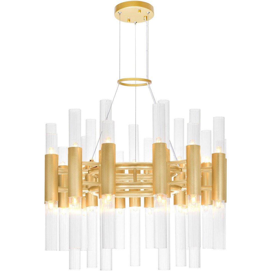 Satin Gold with Glass Tube Chandelier - LV LIGHTING