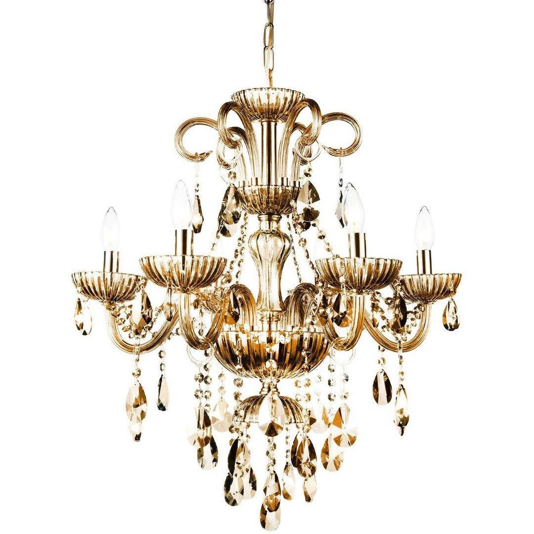 Chrome with Cognac Crystal Chandelier - LV LIGHTING