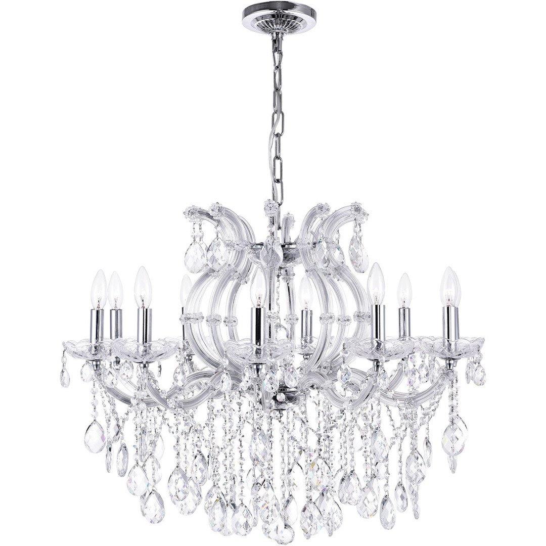 Chrome with 10 Light Crystal Chandelier - LV LIGHTING