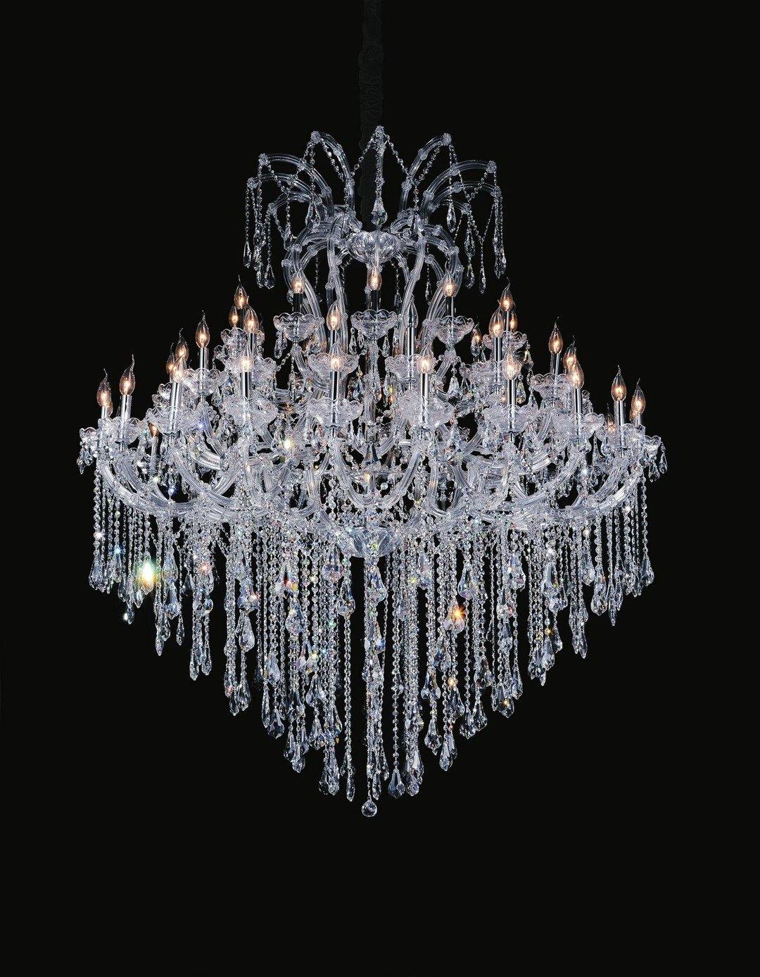 Chrome with 55 Light Crystal Chandelier - LV LIGHTING