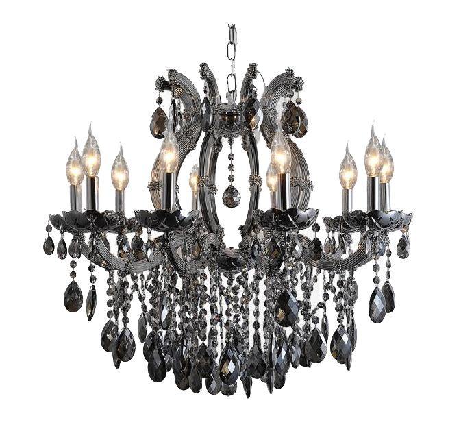 Chrome with 10 Light Smoke Crystal Chandelier - LV LIGHTING