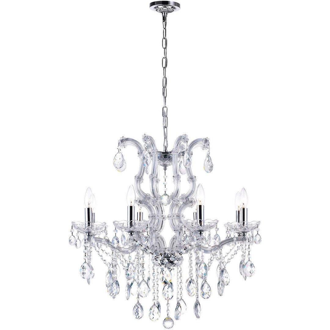 Chrome with 8 Light Crystal Chandelier - LV LIGHTING