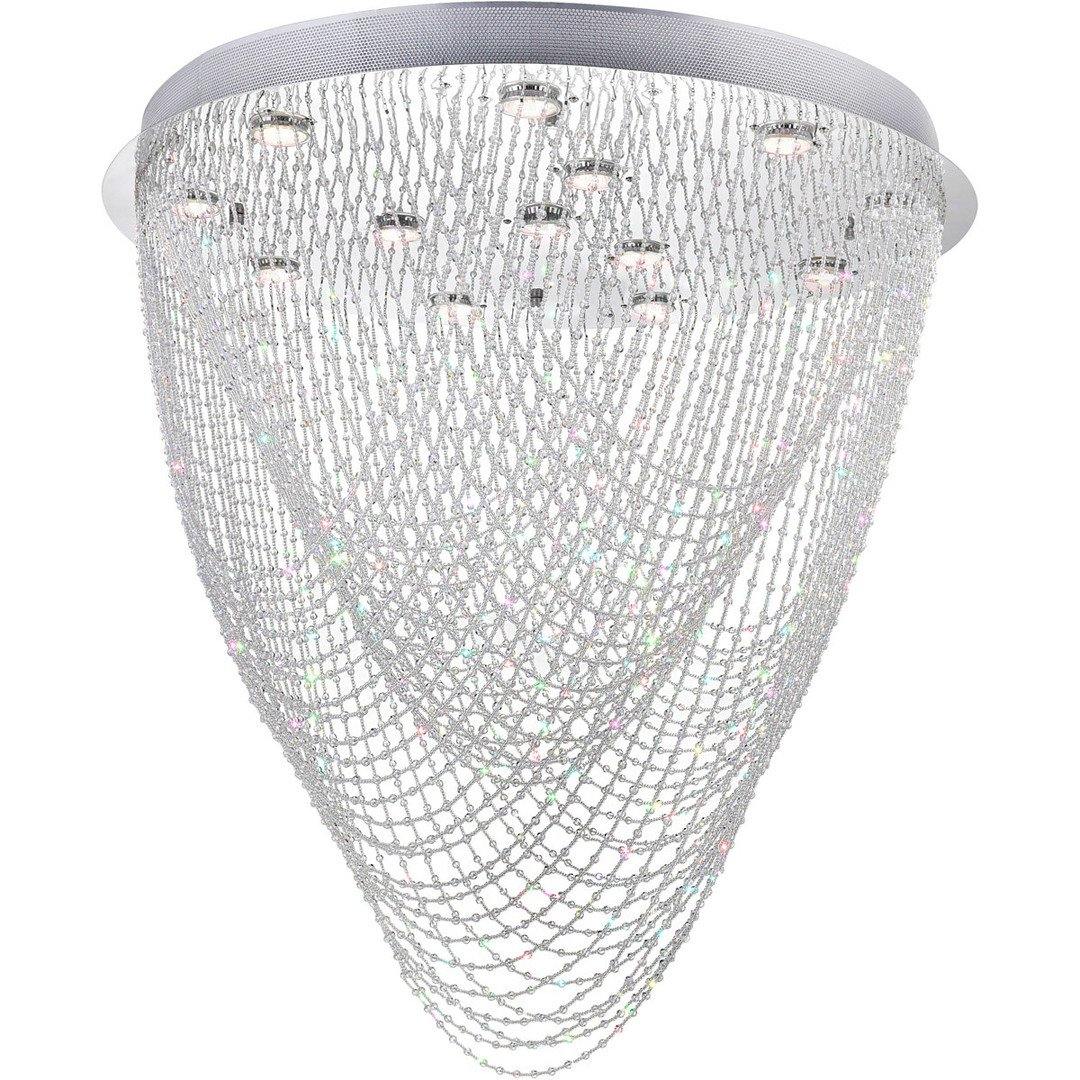 Chrome with Crystal Strand Flush Mount - LV LIGHTING