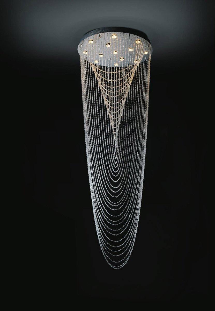 Chrome with Crystal Strand Flush Mount - LV LIGHTING