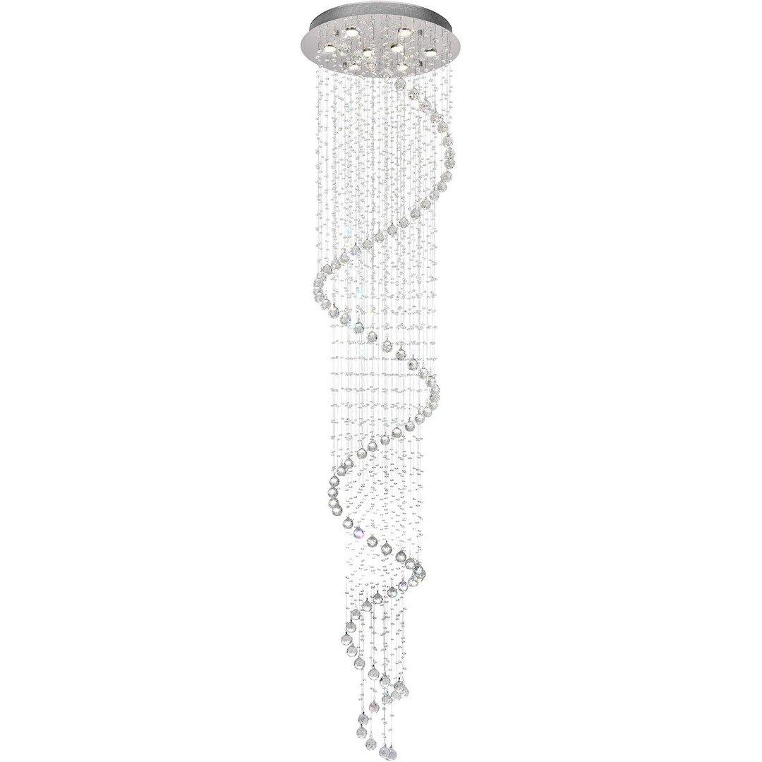 Chrome with Crystal Strand and Drop Flush Mount - LV LIGHTING