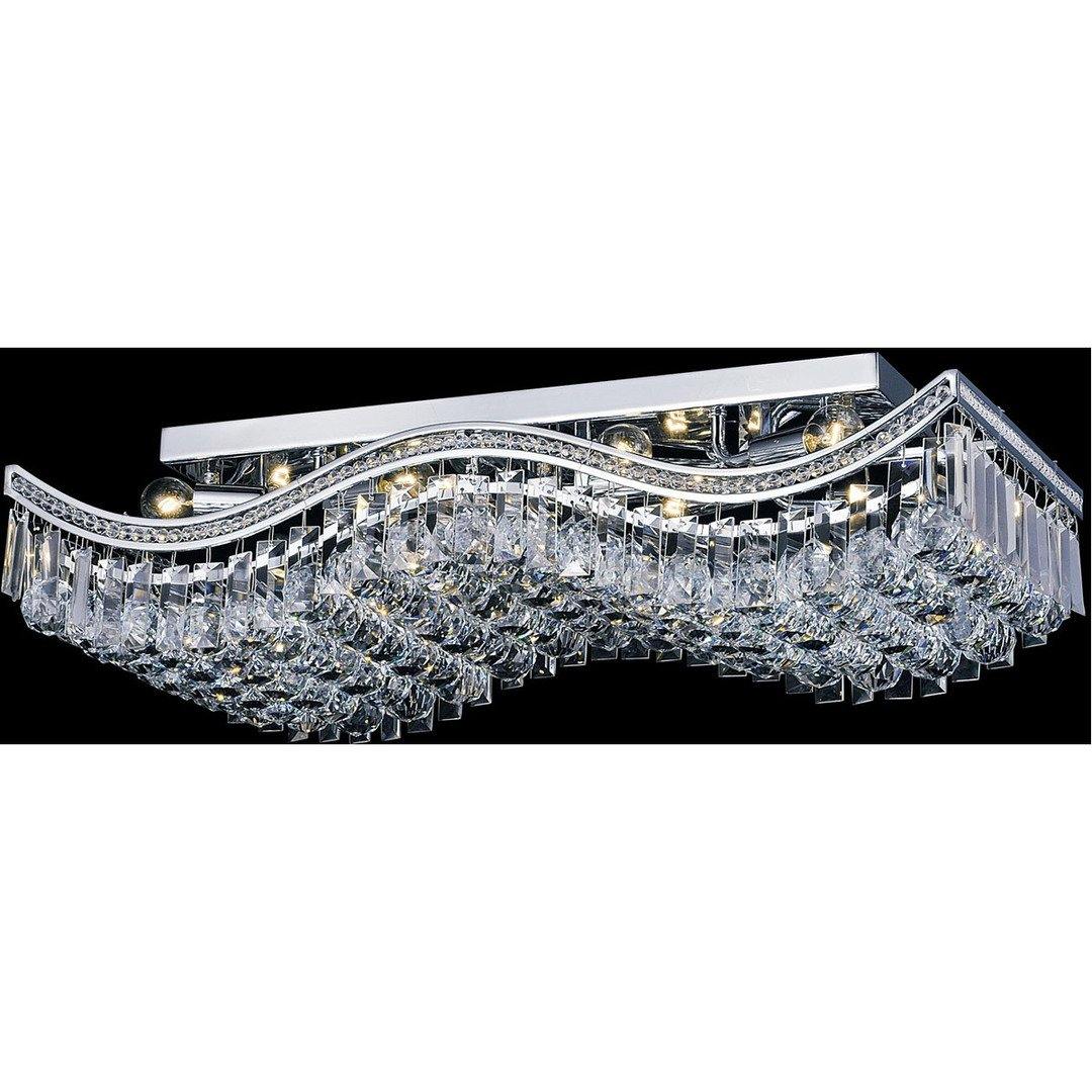 Chrome with Ripple Crystal Flush Mount - LV LIGHTING