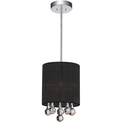 Chrome with Fabric Shade and Crystal Drop Pendant - LV LIGHTING