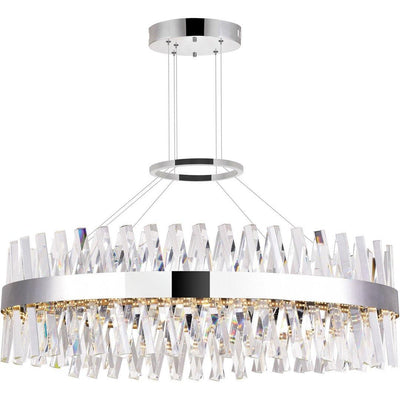Chrome with Crystal Oval Linear Chandelier - LV LIGHTING