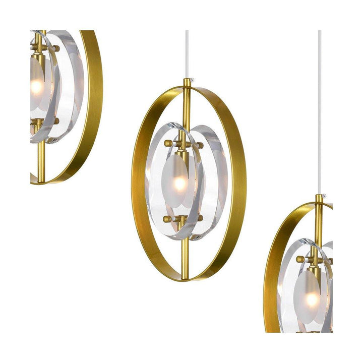 Brass Ring with Clear Glass Panel Chandelier - LV LIGHTING