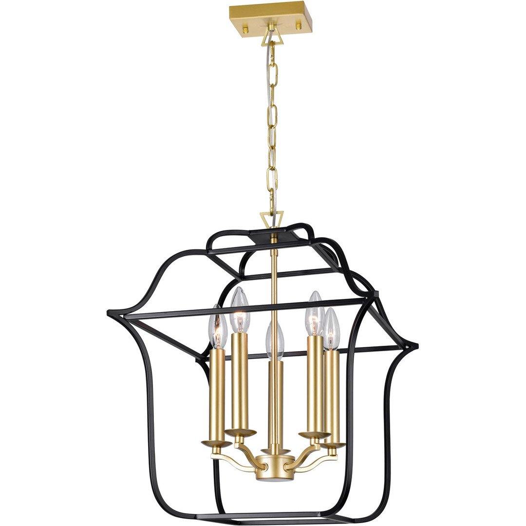 Satin Gold with Black Open Air Caged Pendant - LV LIGHTING