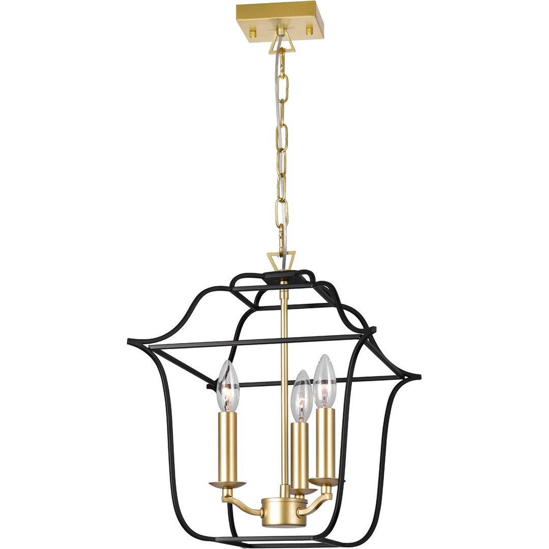 Satin Gold with Black Open Air Caged Pendant - LV LIGHTING