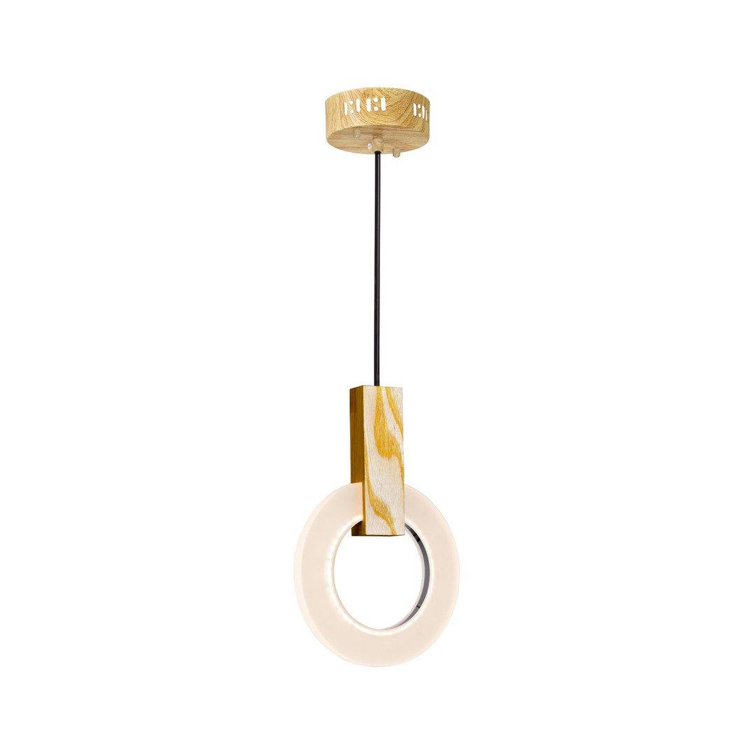 LED Ring with White Oak Frame Mini Pendant - LV LIGHTING