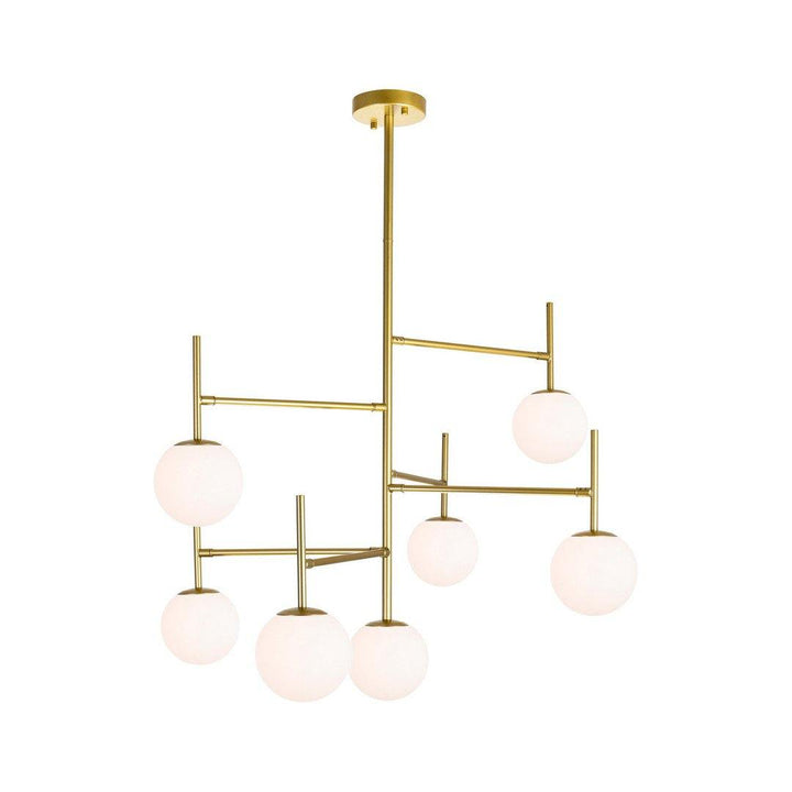 Medallion Gold with White Glass Globe Chandelier - LV LIGHTING