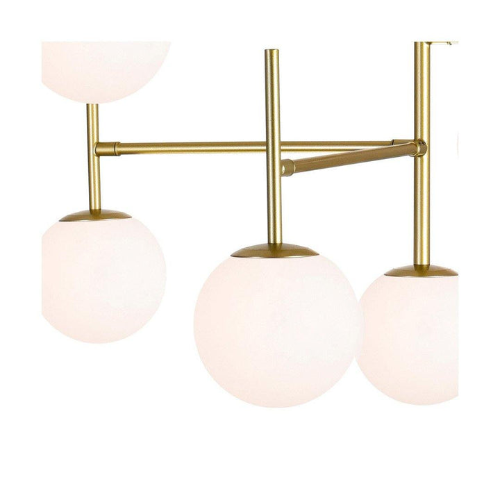 Medallion Gold with White Glass Globe Chandelier - LV LIGHTING
