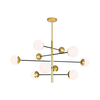 Medallion Gold with White Glass Globe Chandelier - LV LIGHTING