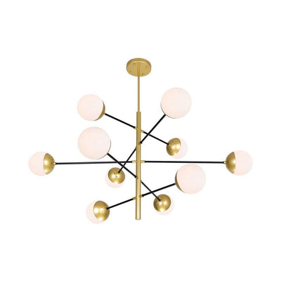 Medallion Gold with White Glass Globe Chandelier - LV LIGHTING