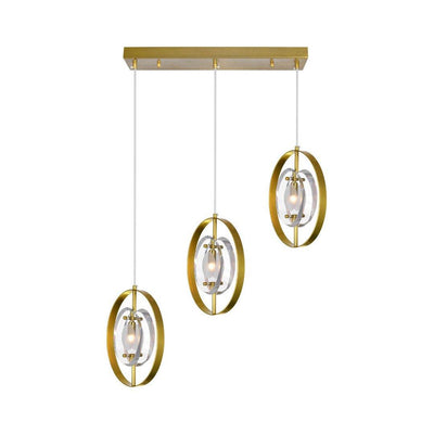 Brass Ring with Glass Panel Linear Pendant - LV LIGHTING