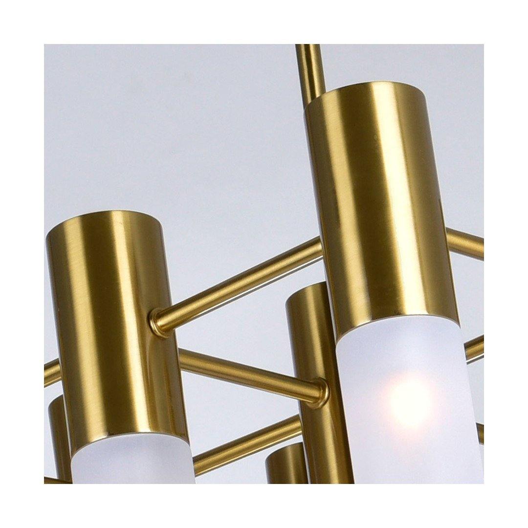 Brass with Frosted Glass Tube Shade Linear Chandelier - LV LIGHTING