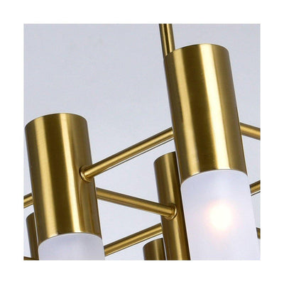 Brass with Frosted Glass Tube Shade Linear Chandelier - LV LIGHTING