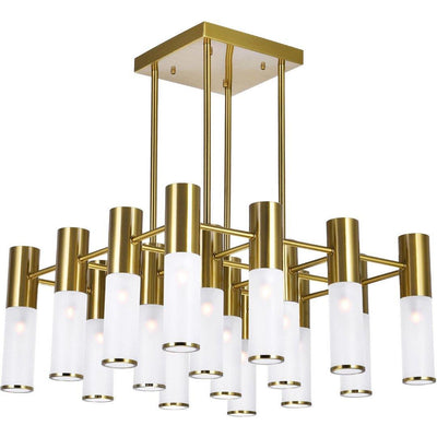 Brass with Frosted Glass Tube Chandelier - LV LIGHTING