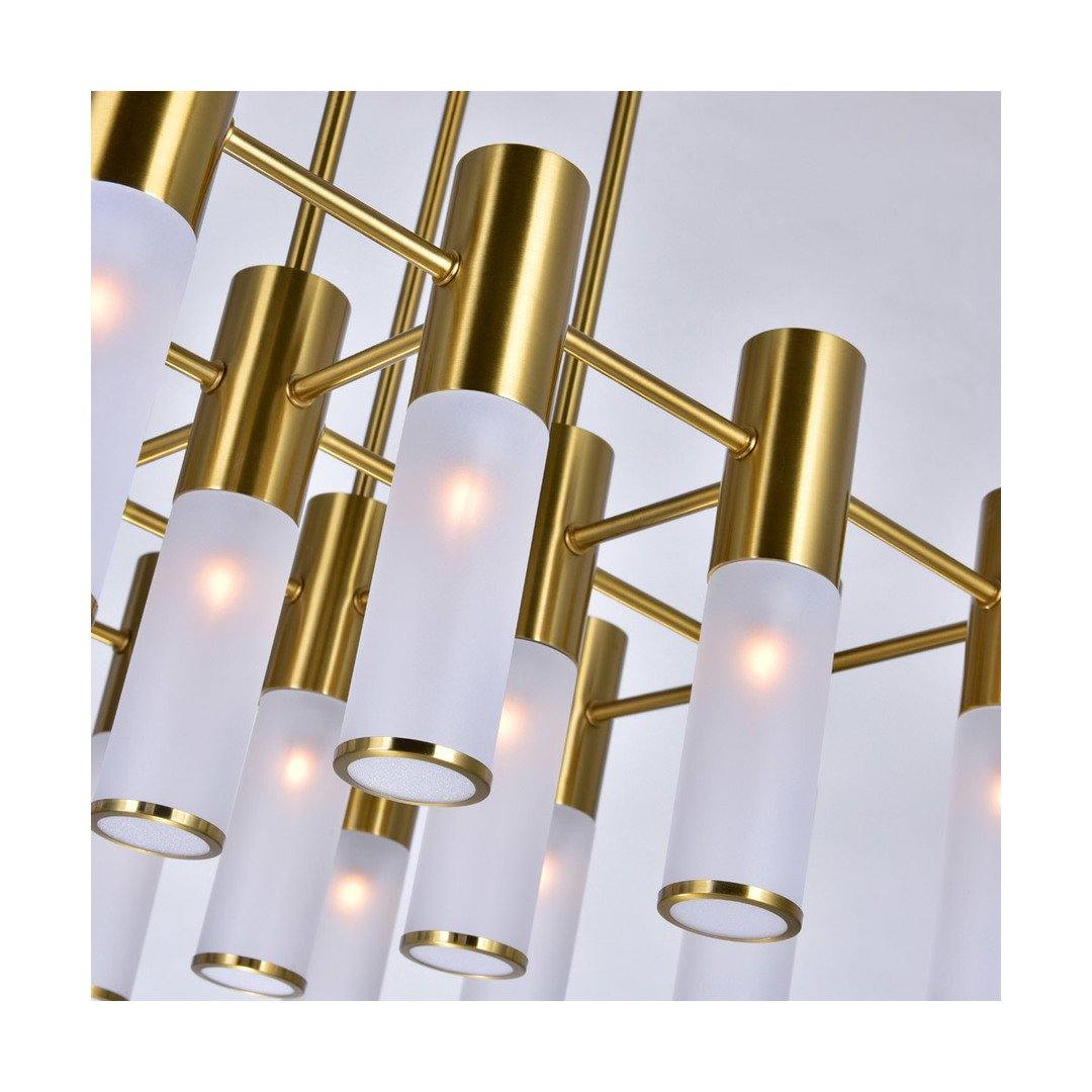 Brass with Frosted Glass Tube Chandelier - LV LIGHTING