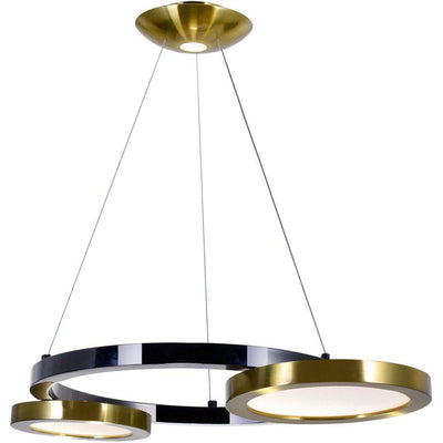 LED Brass with Pearl Black Tripple Ring Chandelier - LV LIGHTING