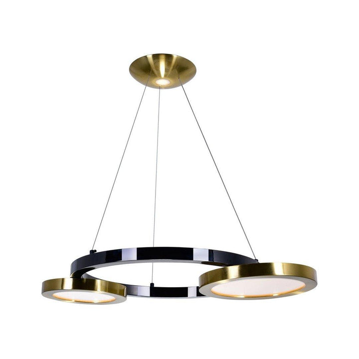 LED Brass with Pearl Black Tripple Ring Chandelier - LV LIGHTING