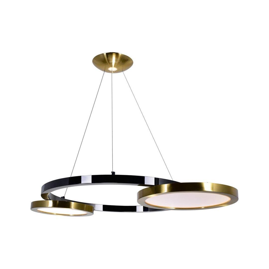 LED Brass with Pearl Black Tripple Ring Chandelier - LV LIGHTING